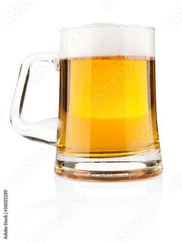 light beer in glass mug