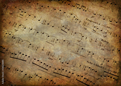 Musical score with texture grunge photo