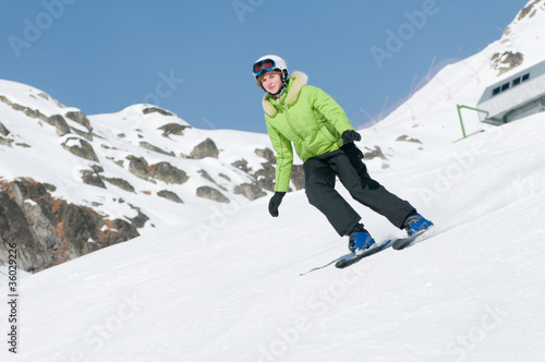 Skiing - young skier on ski slope