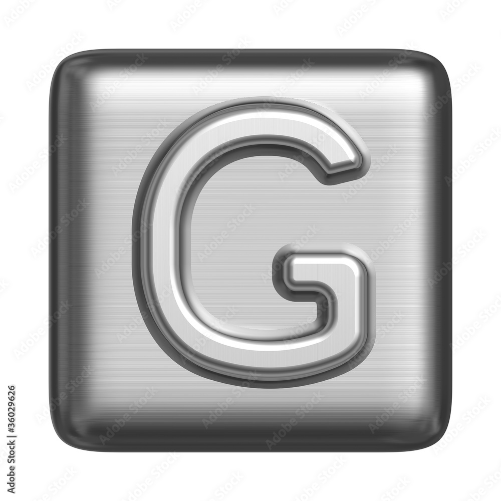 Metal alphabet in the form of a stamp. Capital letter G Metal alphabet in the form of a stamp. Capital letter G