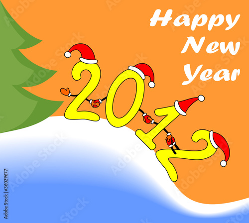 Illustration: amusing New Year's figures 2012