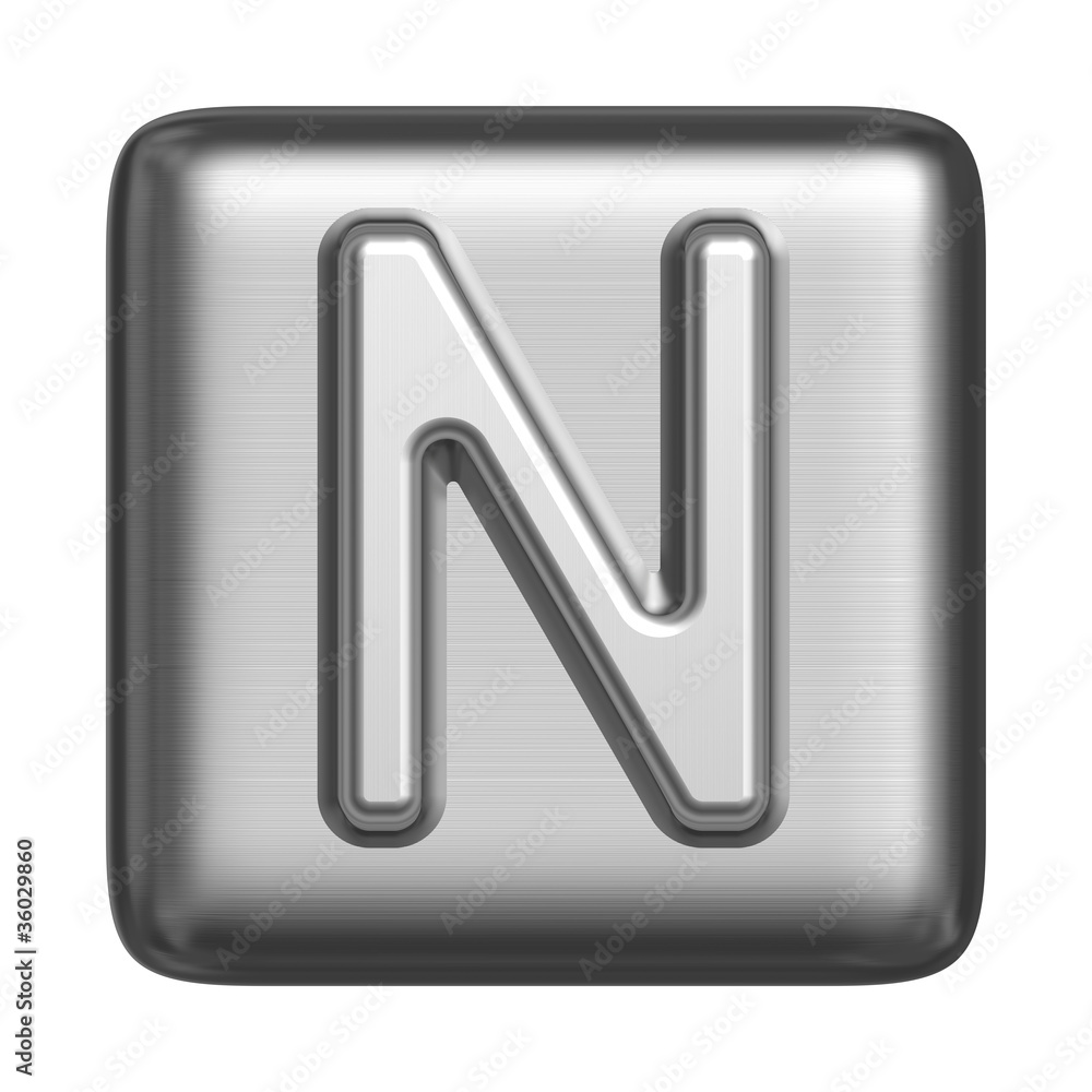 Metal alphabet in the form of a stamp. Capital letter N Metal alphabet in the form of a stamp. Capital letter N