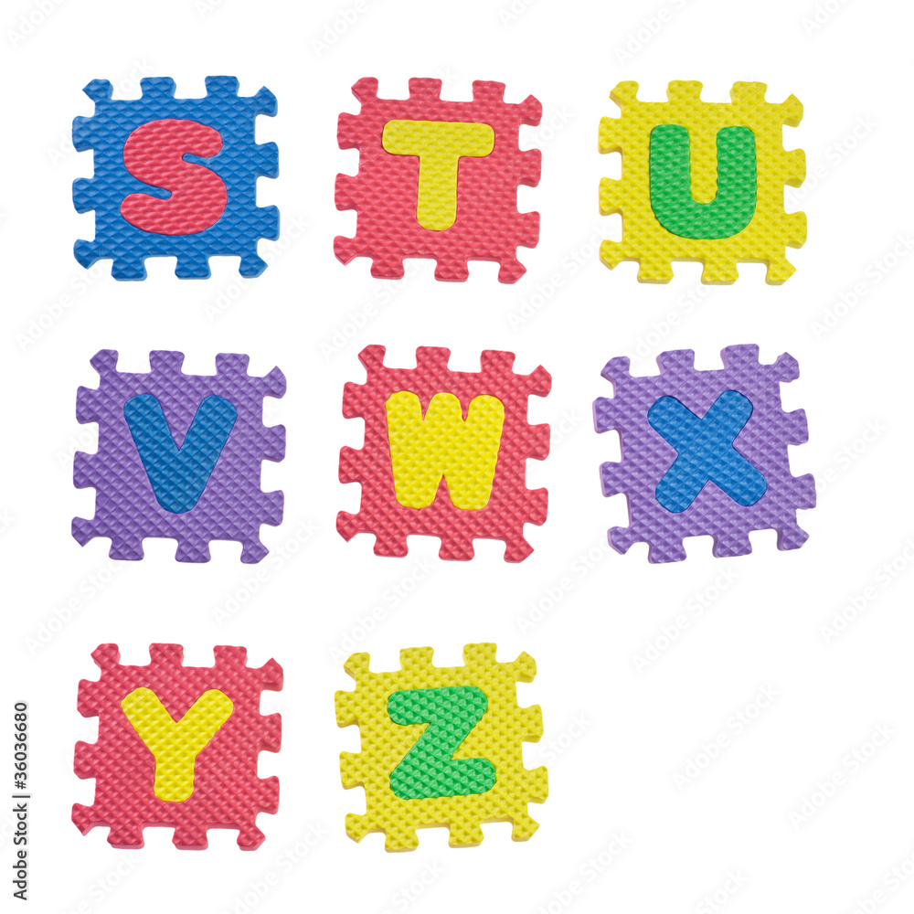 Alphabet blocks from S to Z isolated on white background Alphabet blocks from S to Z isolated on white background