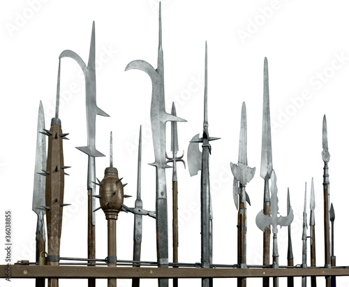 halberds in white back photo