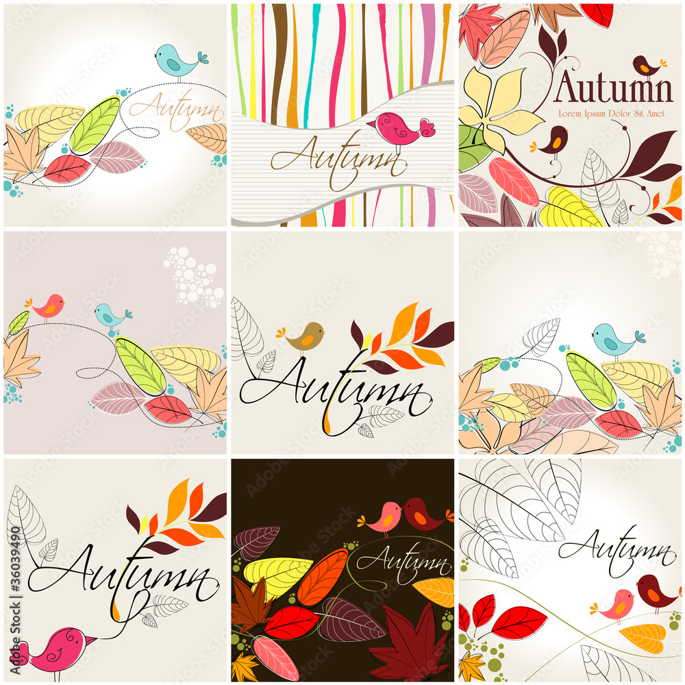 Obraz premium Set of cute autumn illustrations