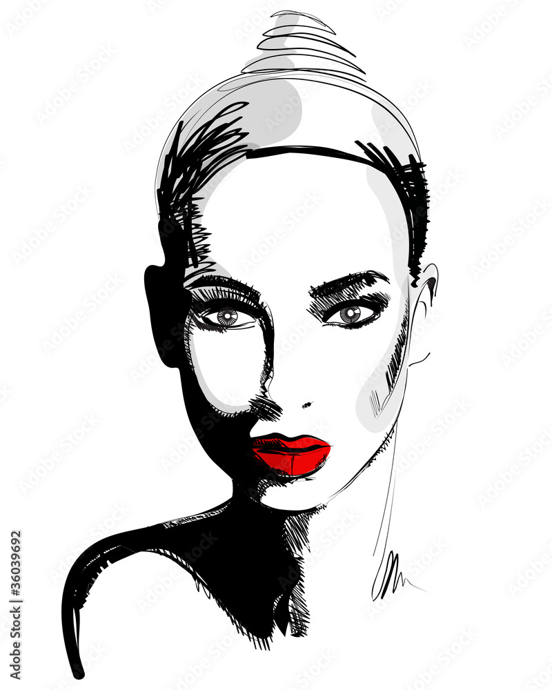 Beautiful hand drawn style elegant woman portrait Beautiful hand drawn style elegant woman portrait