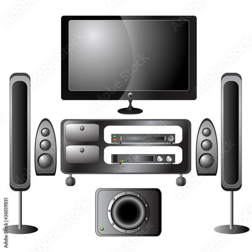 Set of detailed home theater icons