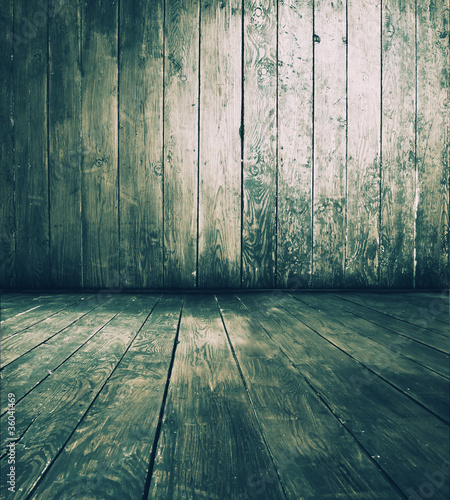 Fotografia Empty room - wooden wall with floor
