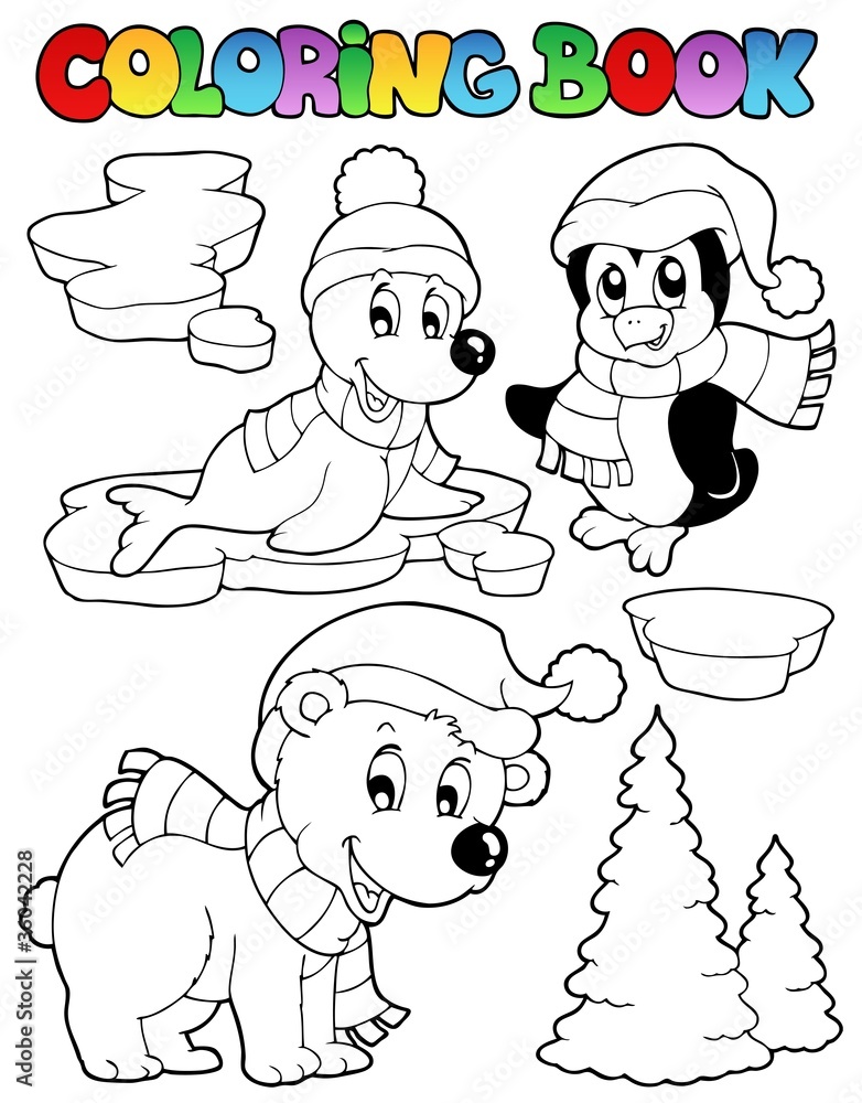 Obraz premium Coloring book wintertime animals 2