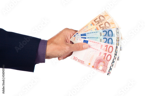 hand with euro banknotes