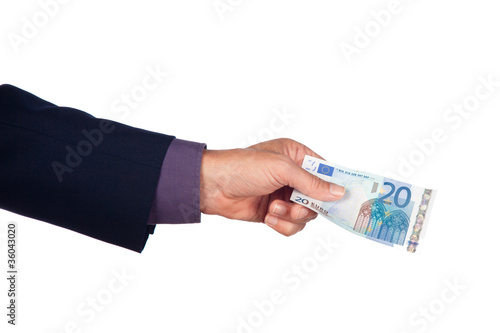 hand with twenty euro banknote