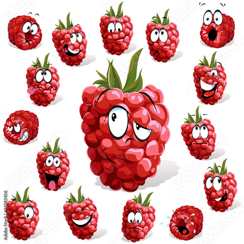 raspberry with many expressions