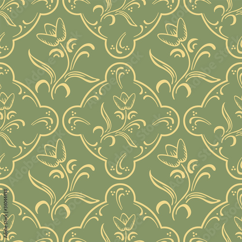 Vintage vector seamless pattern with floral motifs