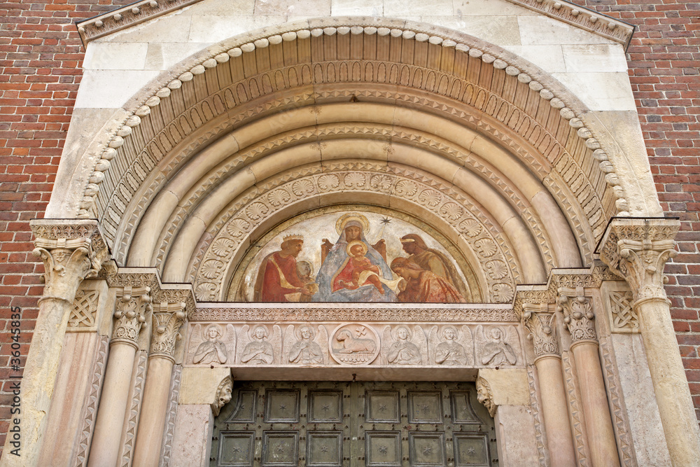 Milan - fresco of hl. Mary from portal of San Lorenzo