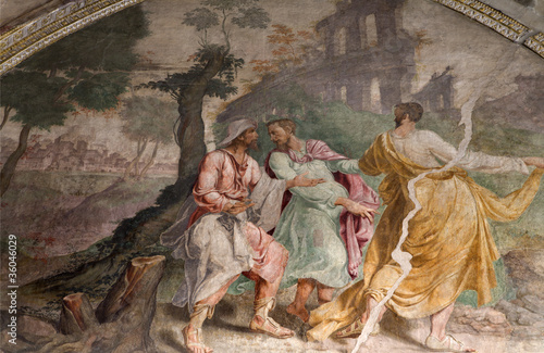 Quadro em tela Milan - Jesus and disciple on the way to Emausy
