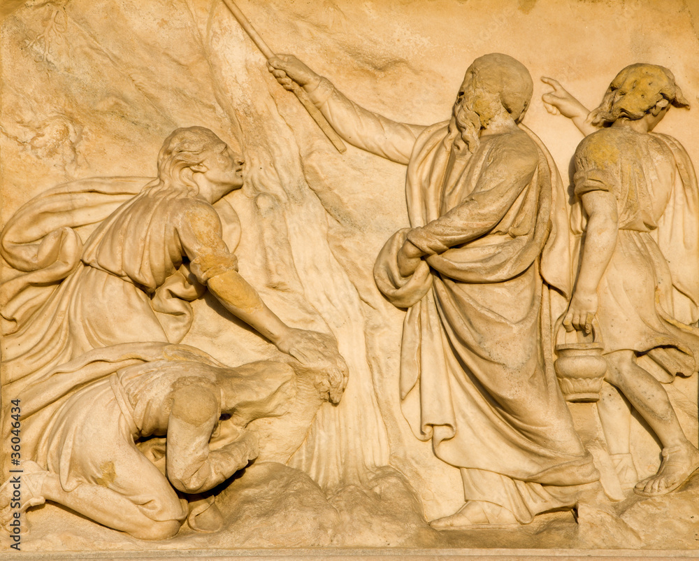 Milan - detail from facade of Duomo - Moses