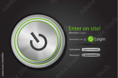Vector login page with tune button