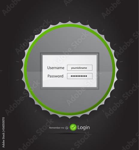 Vector login page with tune button