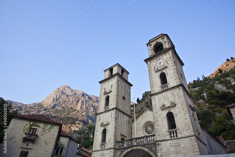 View on old town of Kotor UNESCO twon in Montenegro.