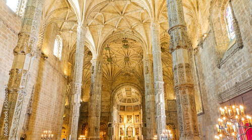 ineror of  Jeronimos Monastery Lisbon, Portugal