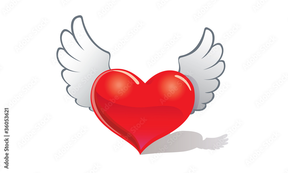 Wings heart vector illustration