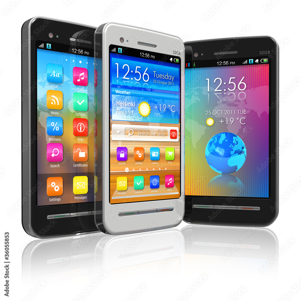 Set of touchscreen smartphones