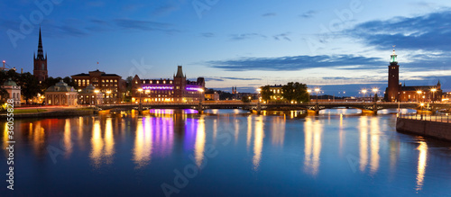 Evening panorama of the Old Town in Stockholm, Sweden © Scanrail