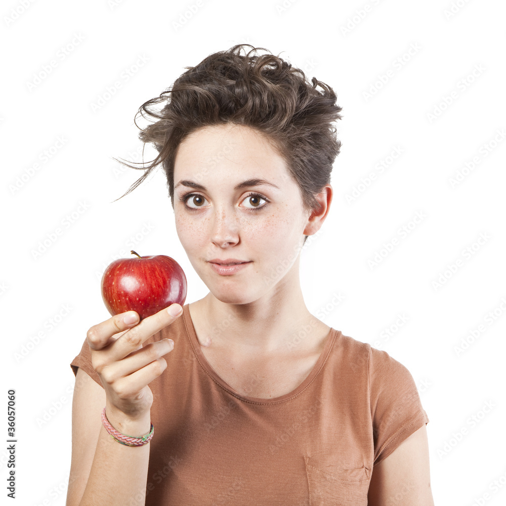 Portrait of beautiful girl with an apple Portrait of beautiful girl with an apple