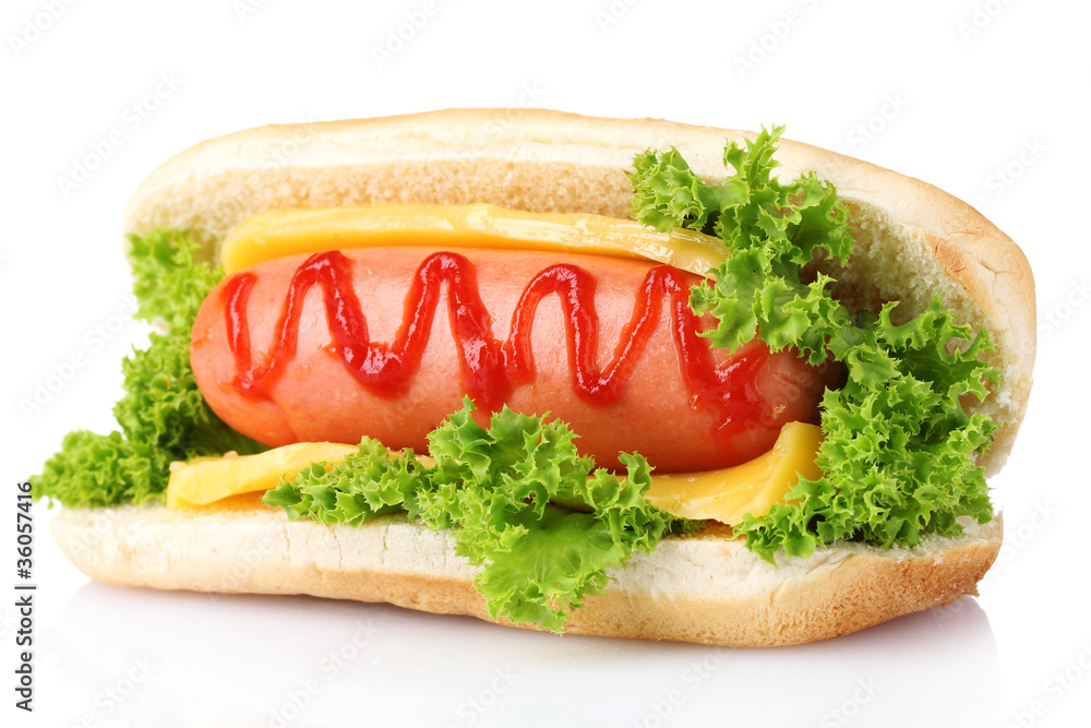 tasty hot dog isolated on white tasty hot dog isolated on white
