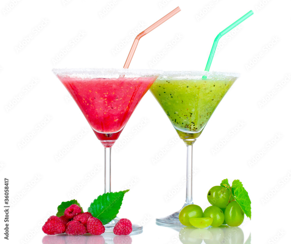 Delicious fruit smoothies and fruit isolated on white Delicious fruit smoothies and fruit isolated on white