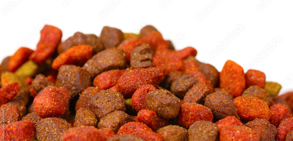 Dry cat food isolated on white Dry cat food isolated on white