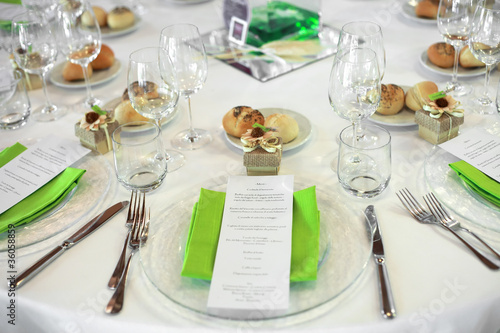 menu on wedding table