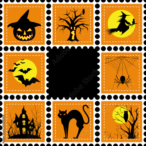 Halloween illustration set of stamp