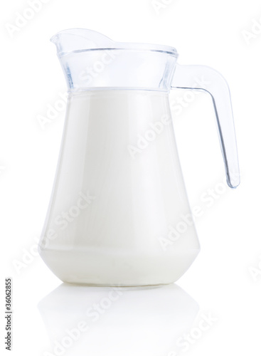 Jug of fresh milk Isolated on White Background