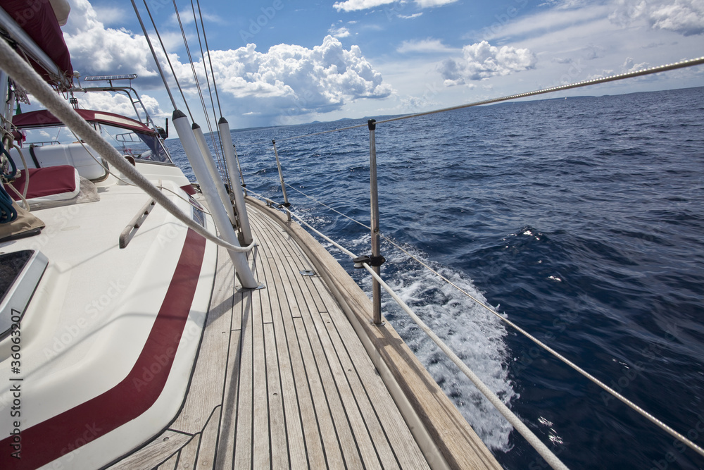 sailing boat pictured from on board sailing boat pictured from on board