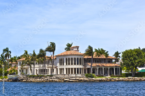 view to beautiful houses from the canal in Fort Lauderdale