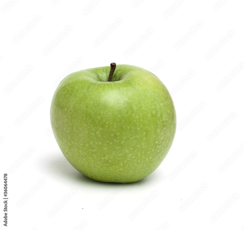 green apple over white