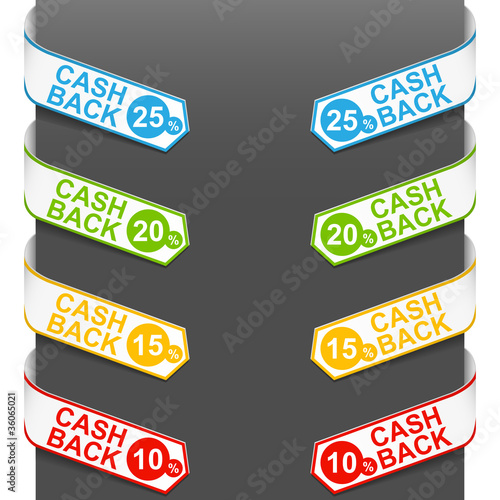 Left and right side signs - CASH BACK. Vector.