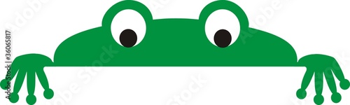 der kopf eines grünen Frosches in minimalistischem Comicstil  schaut nur mit den Augen über den Rand
