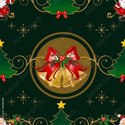 Seamless bells green background