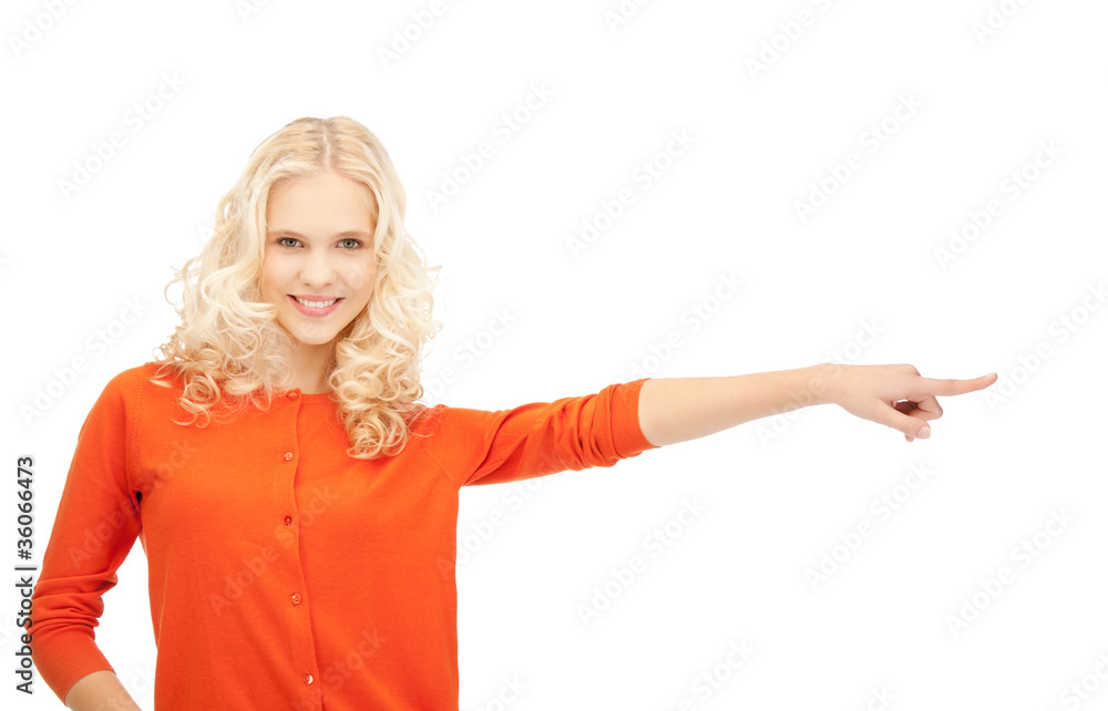 businesswoman pointing her finger businesswoman pointing her finger