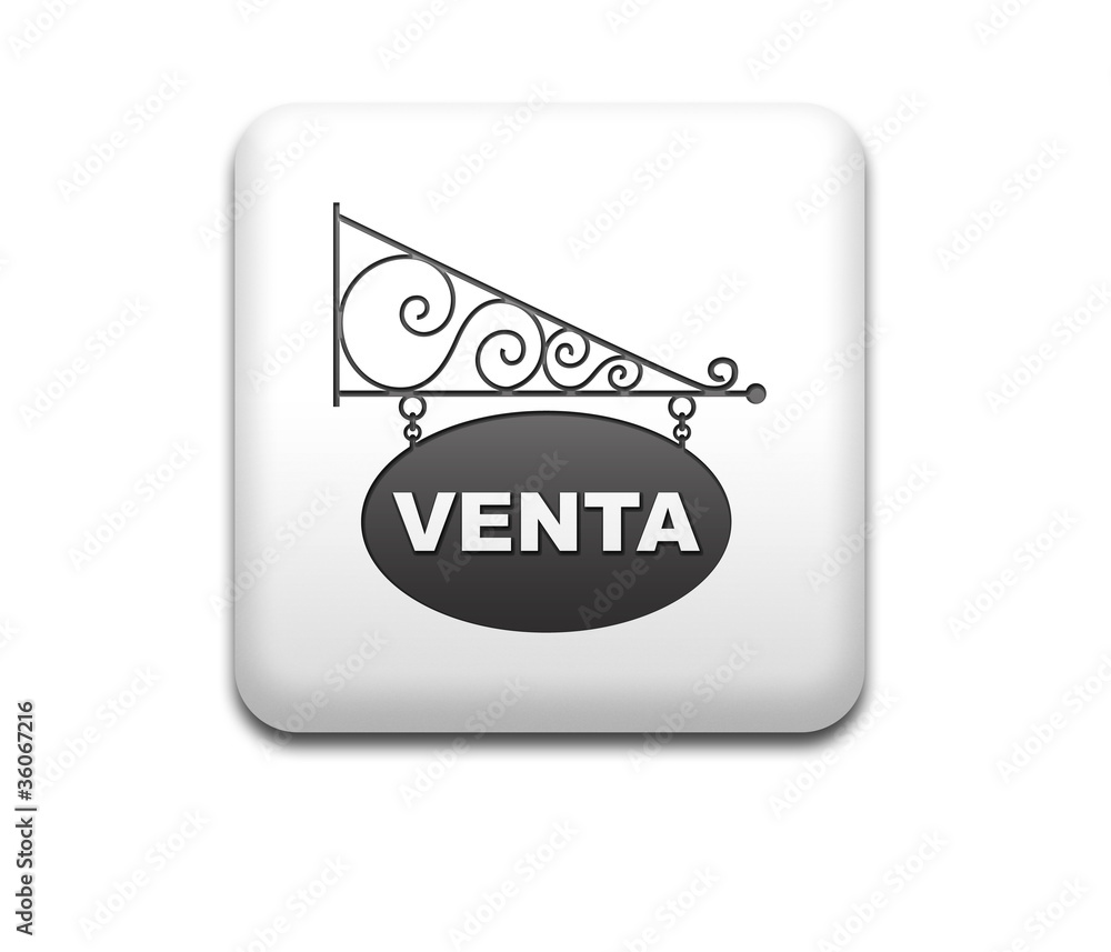 Boton cuadrado blanco cartel VENTA Boton cuadrado blanco cartel VENTA