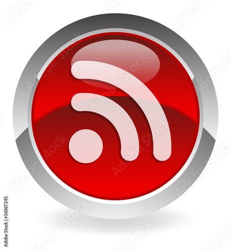 red vector button "feed"