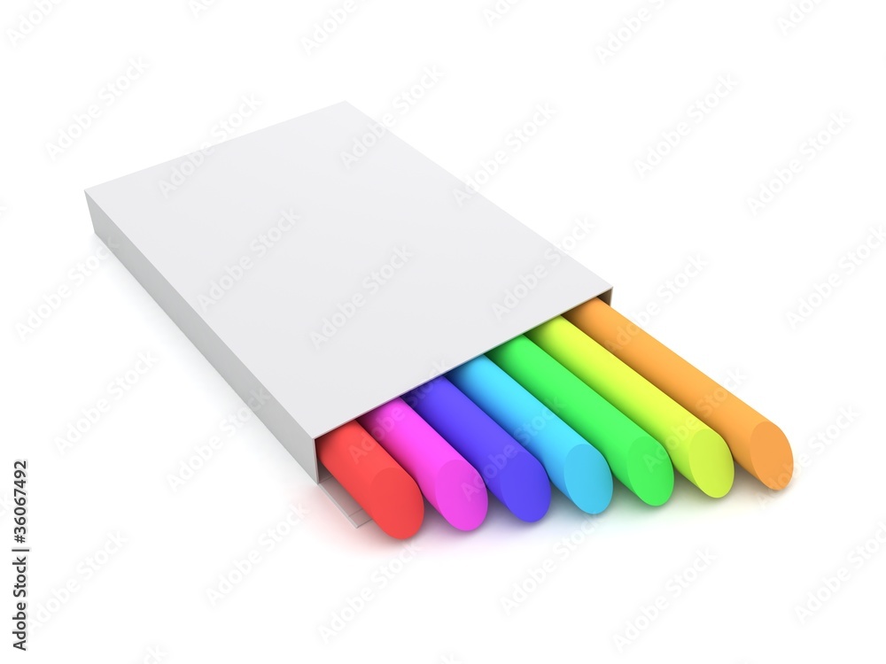 Fototapeta premium Colored crayons on white background