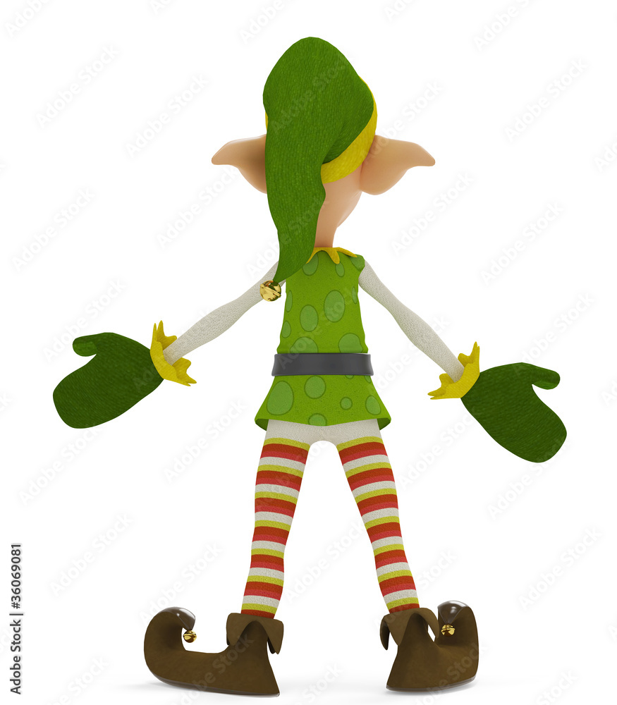 elf the santa helper cartoon in what is up back side view Stock  Illustration | Adobe Stock