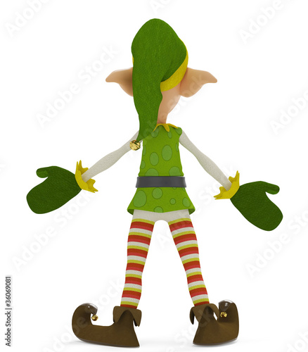 Download Elf The Santa Helper Cartoon In What Is Up Back Side View Stock Illustration Adobe Stock