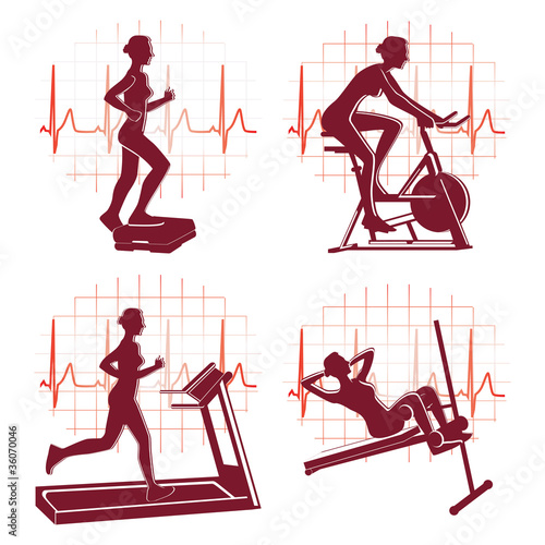 Gym exercise icons vector