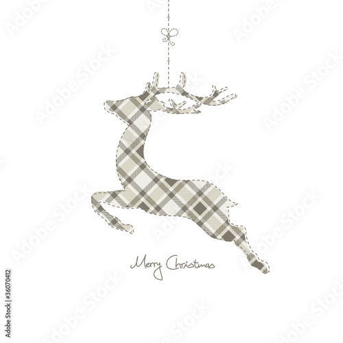 Hanging Reindeer Checked Pattern Brown
