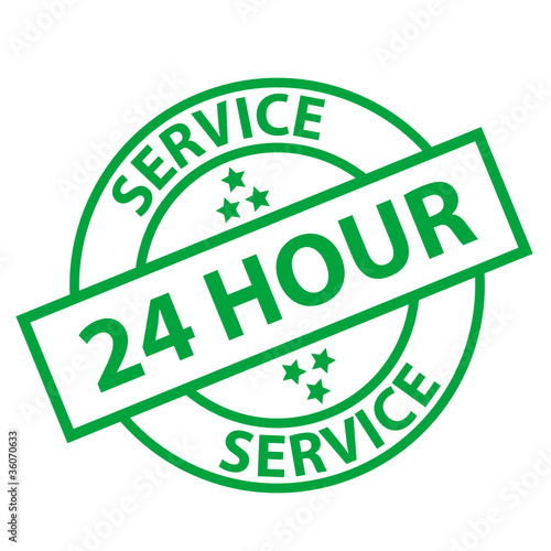 "24 HOUR SERVICE" Stamp (opening hours customer support button)