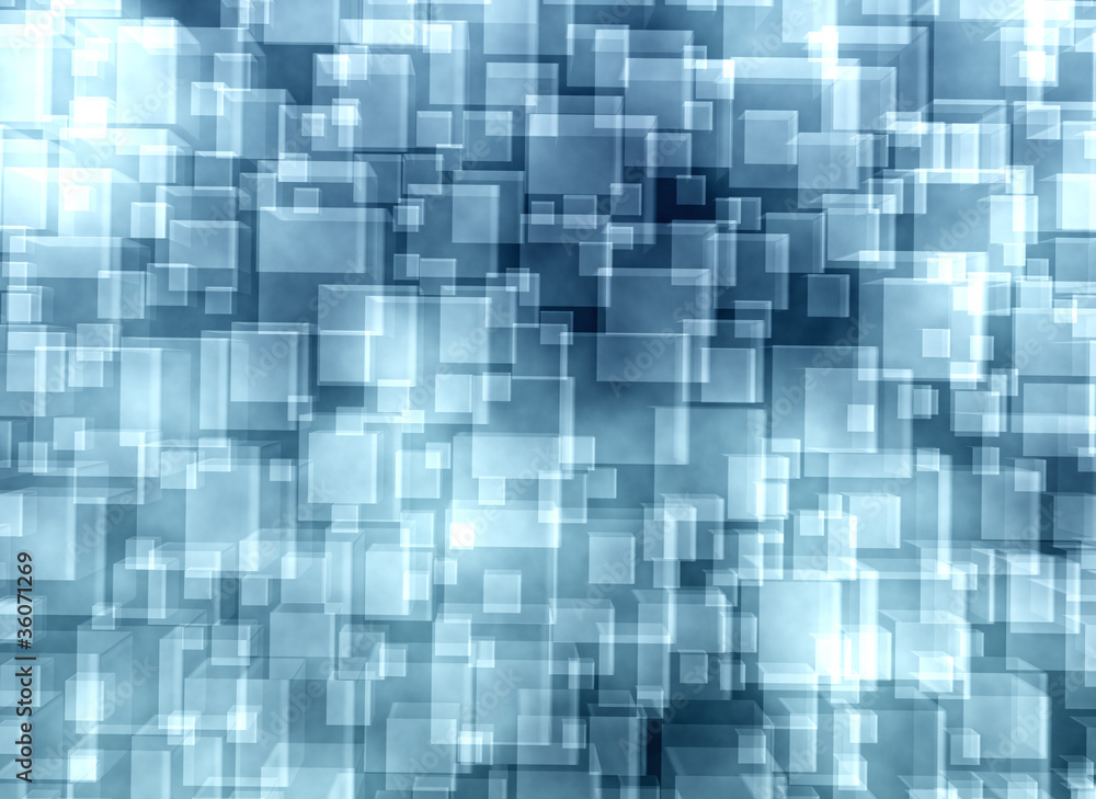 Abstract blue glass cubes